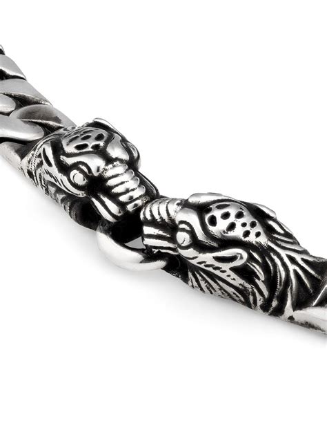 gucci tiger head necklace silver.